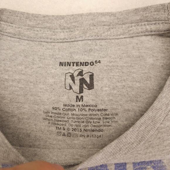 Nintendo 64 Crew Neck Graphic Short Sleeve T Shirt Adult Mens Size Medium M Gray - Picture 3 of 9